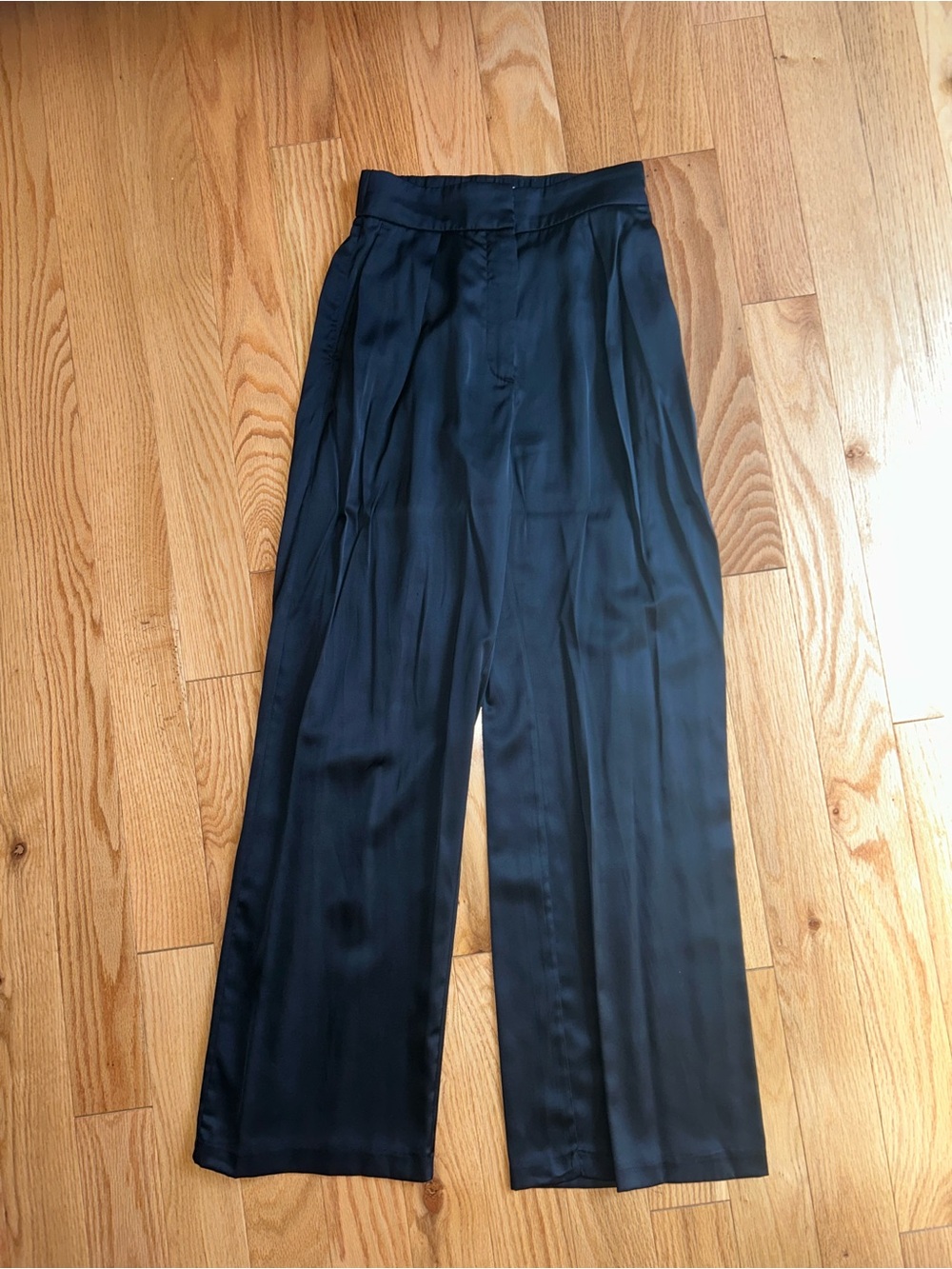 Abercrombie & Fitch Black Satin Wide-Leg Trousers